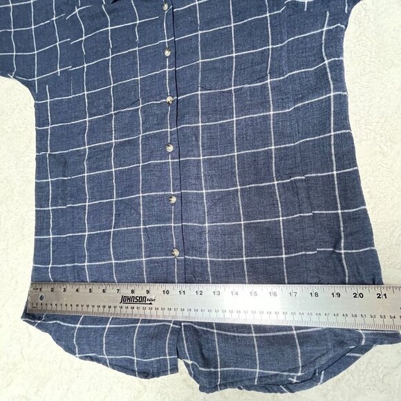 Toad & Co. Womens Button Down Long Sleeve Shirt Medium Check Blue Casual Pockets - Picture 8 of 8